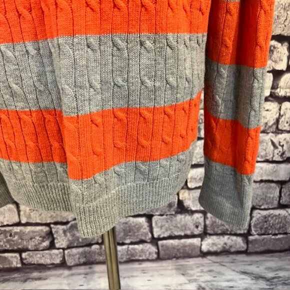 Talbots Orange & Gray Cable Knit Pullover Sweater Size L - Picture 7 of 9